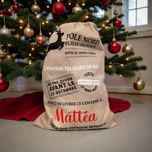 Hotte de Noël personnalisée ou neutre | Sac du Père Noël | Cadeau personnalisé