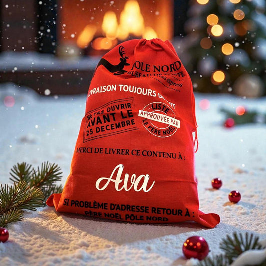 Hotte de Noël personnalisée ou neutre | Sac du Père Noël | Cadeau personnalisé
