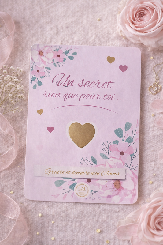 Carte à gratter personnalisable A6 – Message secret – Carte amour originale – Surprise romantique – Livraison et enveloppe offerte
